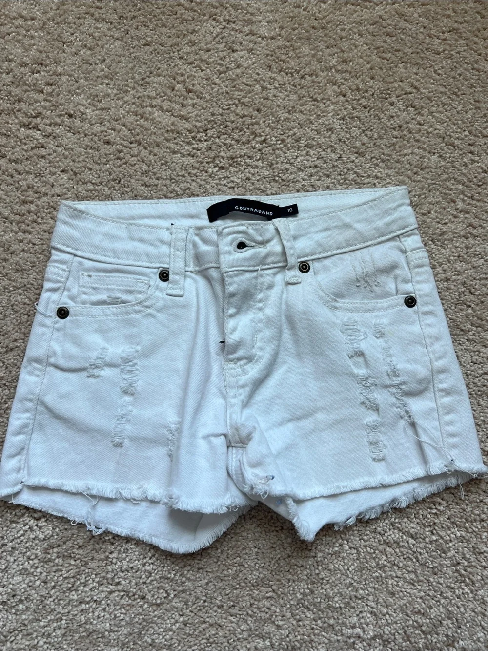 Contraband White Distressed Kids Denim Shorts